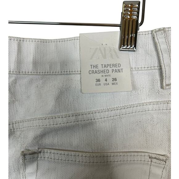 Zara Tapered Crashed Barrel Leg Pant Crackle Texture Jean Sz 4 NWTs - Picture 5 of 11